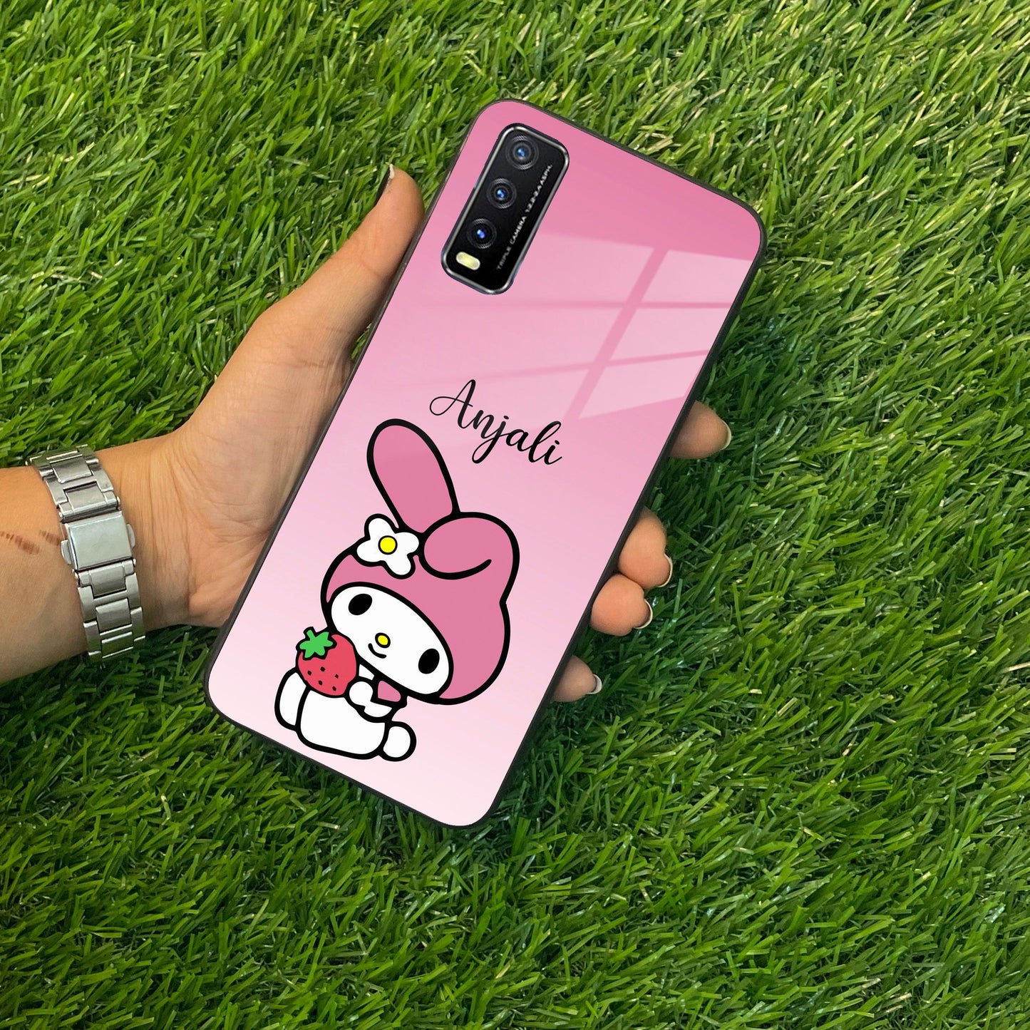 Pink Bunny Glass Case Cover For Vivo