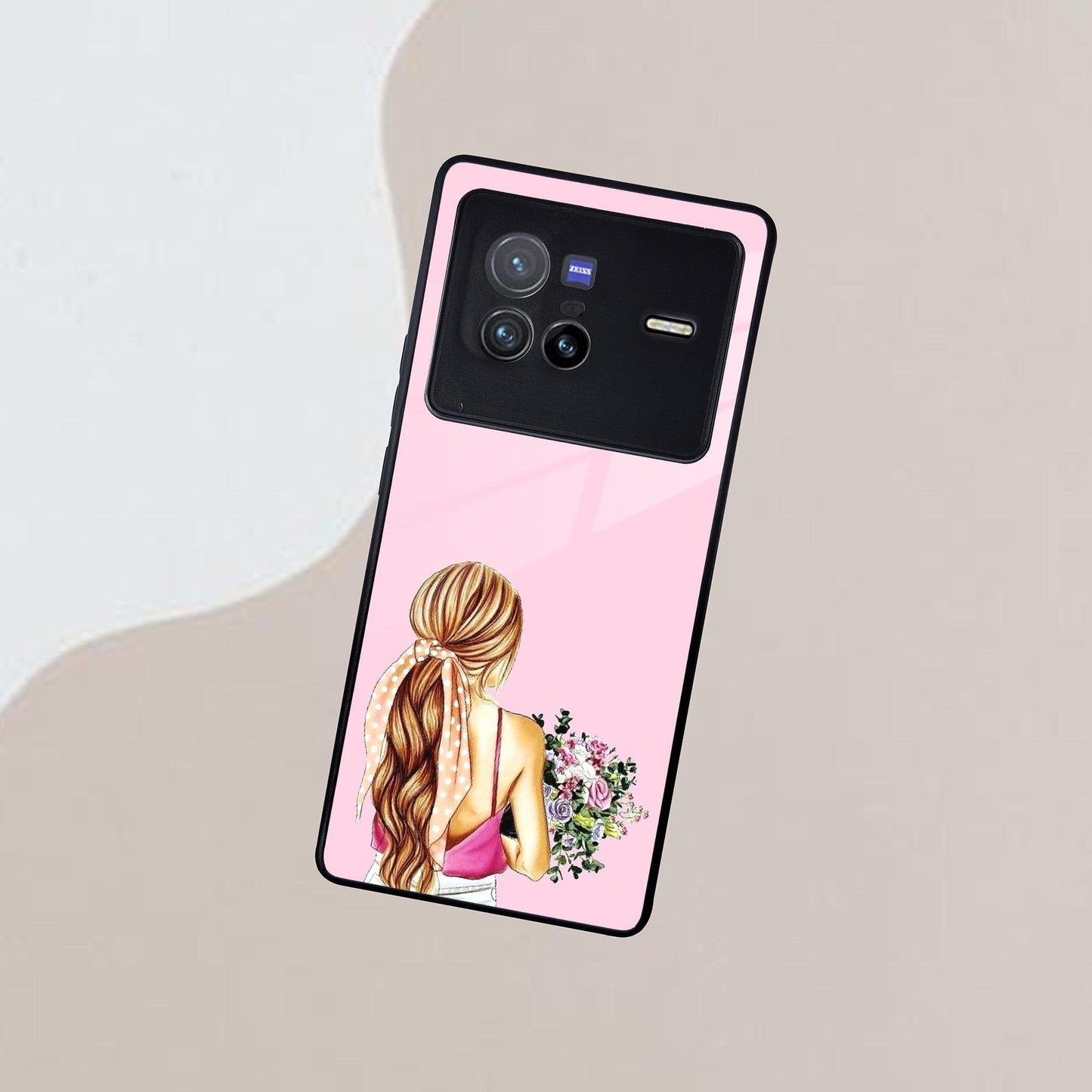 Styles Girl With Flower Glass Case For Vivo - ShopOnCliQ