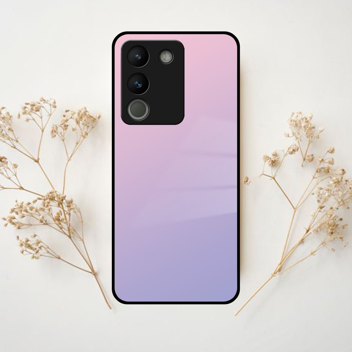 Pink Gradient Glass Case Cover For Vivo