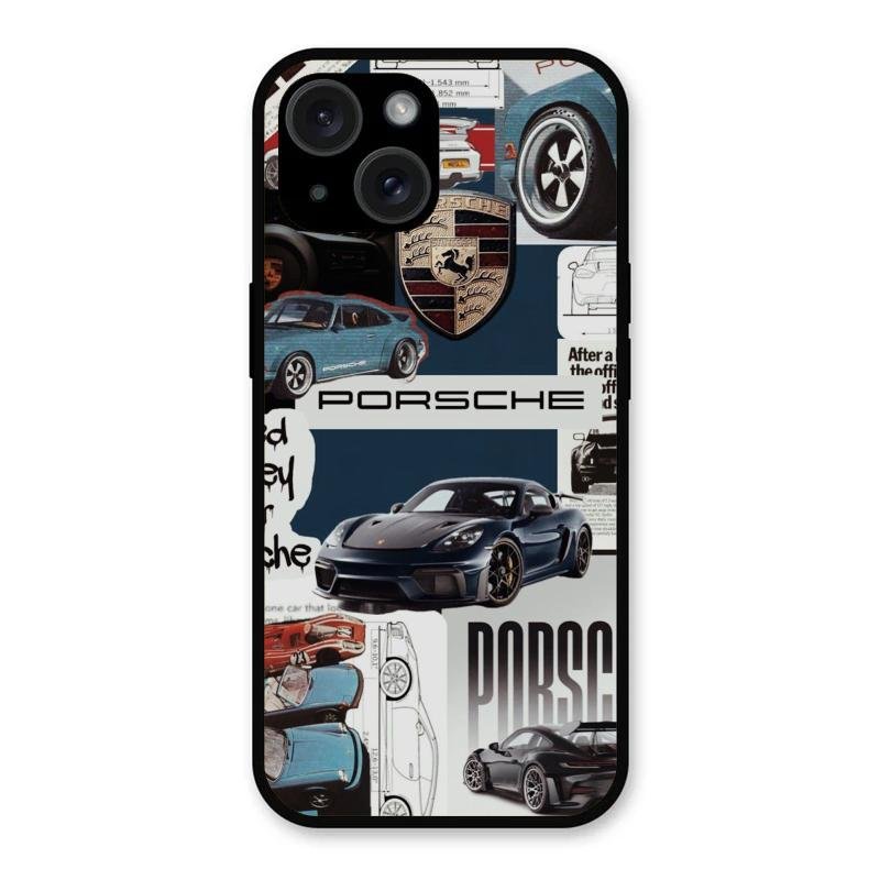 Porsche Group Art Glass Case Cover For iPhone 15 Plus