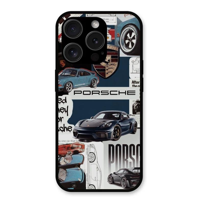 Porsche Group Art Glass Case Cover For iPhone 15 Pro Max