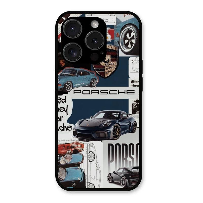 Porsche Group Art Glass Case Cover For iPhone 15 Pro