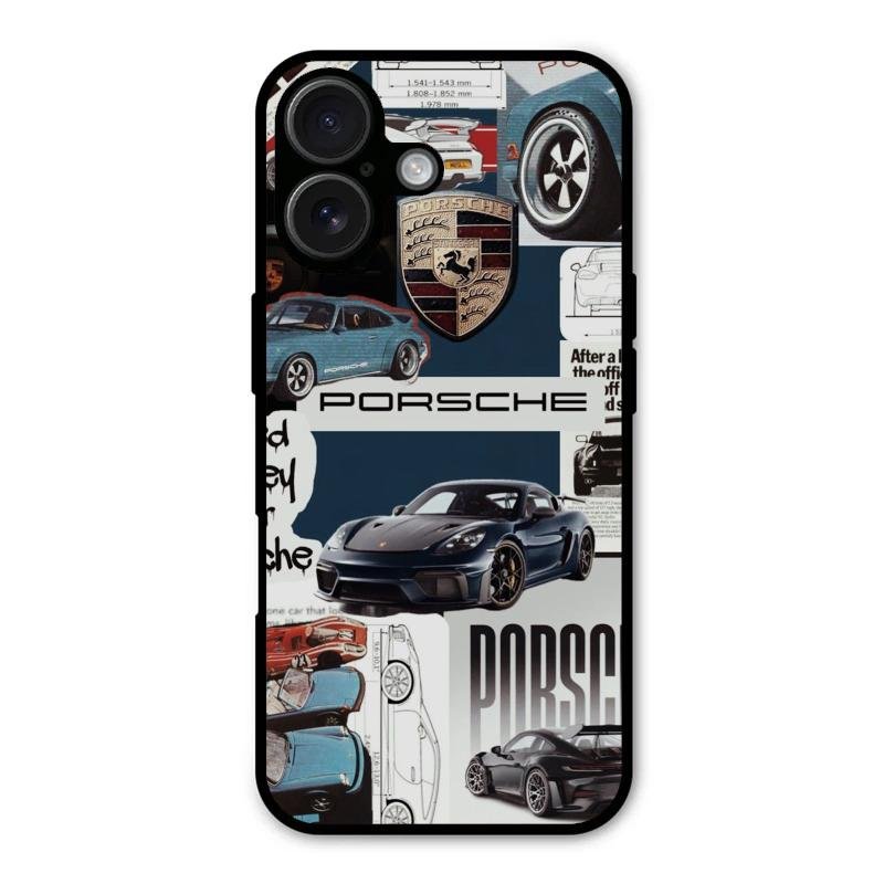 Porsche Group Art Glass Case Cover For iPhone 16 Plus