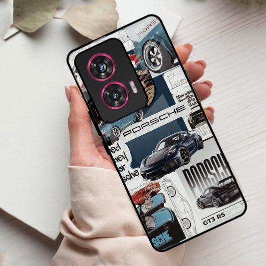 Porsche Group Art Glass Case Cover For Motorola