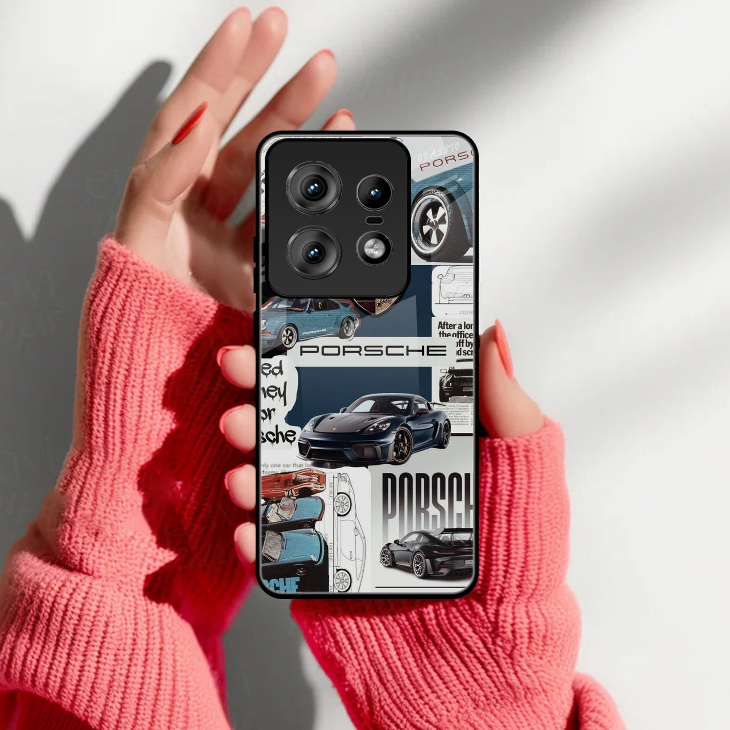 Porsche Group Art Glass Case Cover For Motorola