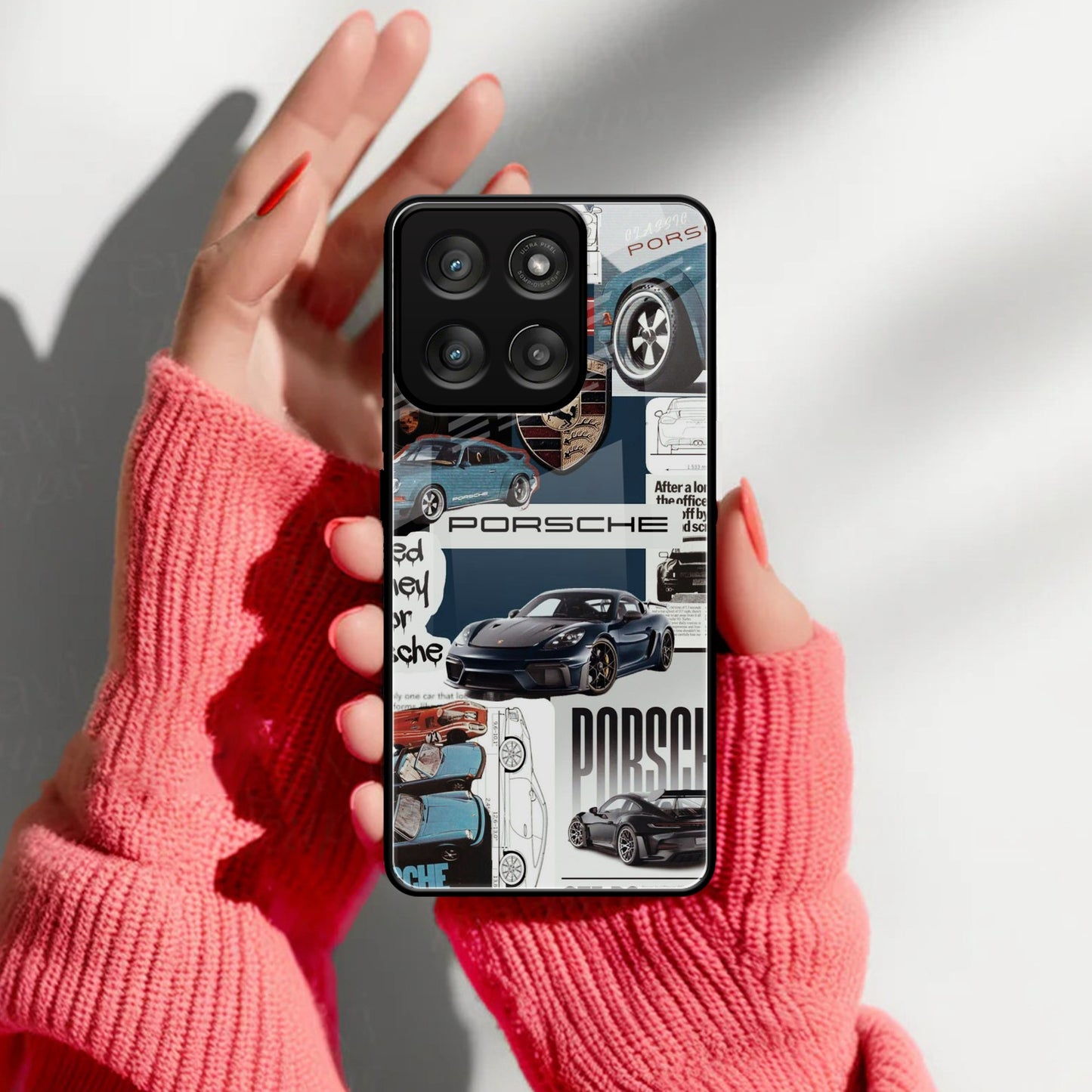 Porsche Group Art Glass Case Cover For Motorola