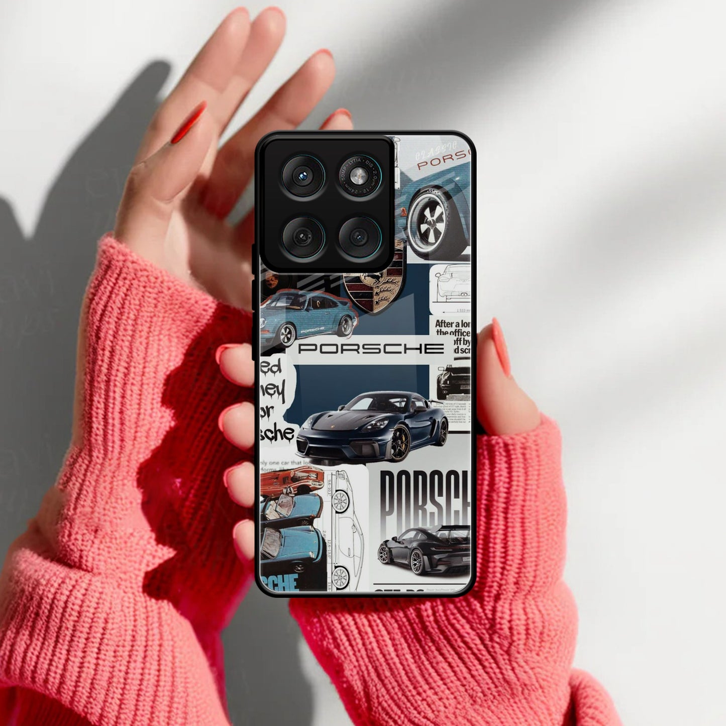 Porsche Group Art Glass Case Cover For Motorola