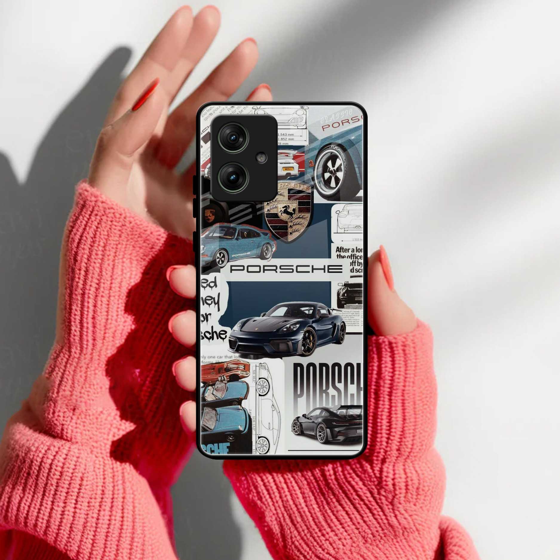 Porsche Group Art Glass Case Cover For Motorola