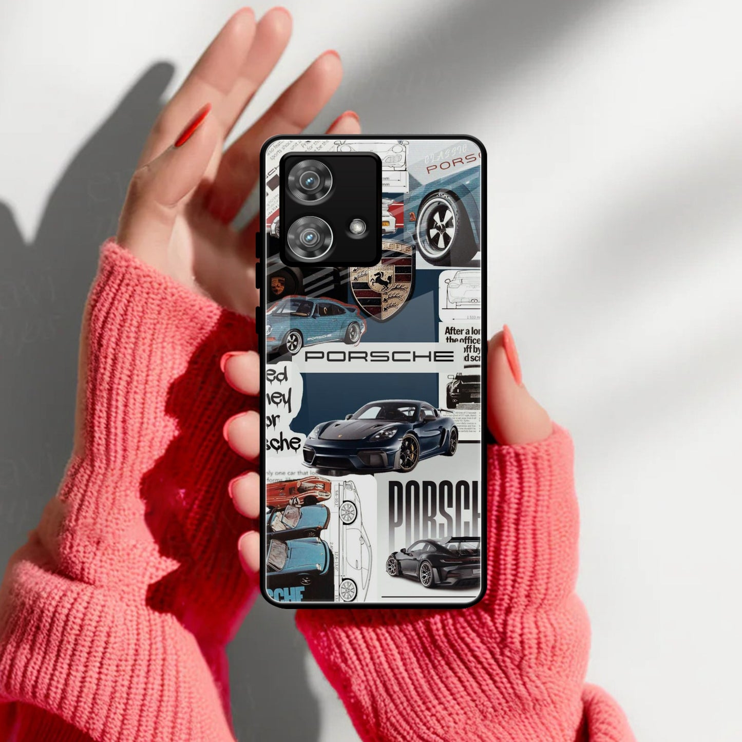 Porsche Group Art Glass Case Cover For Motorola