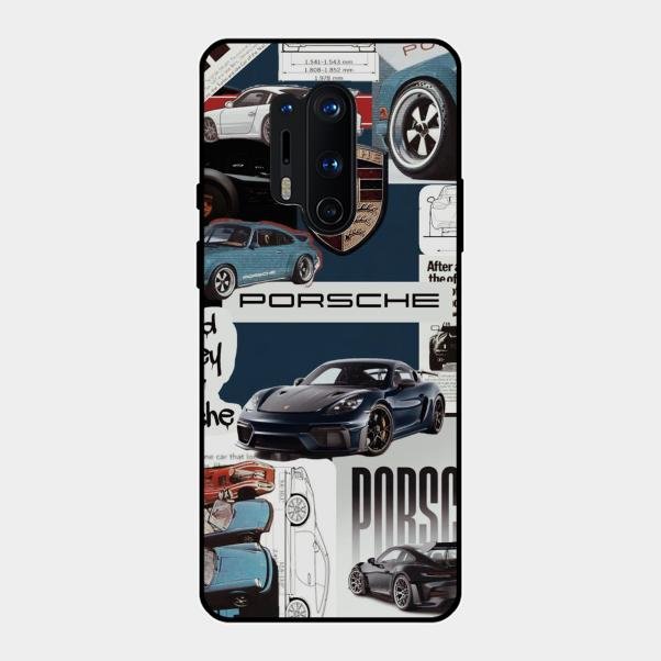 Porsche Group Art Glass Case Cover For Oneplus 8 Pro