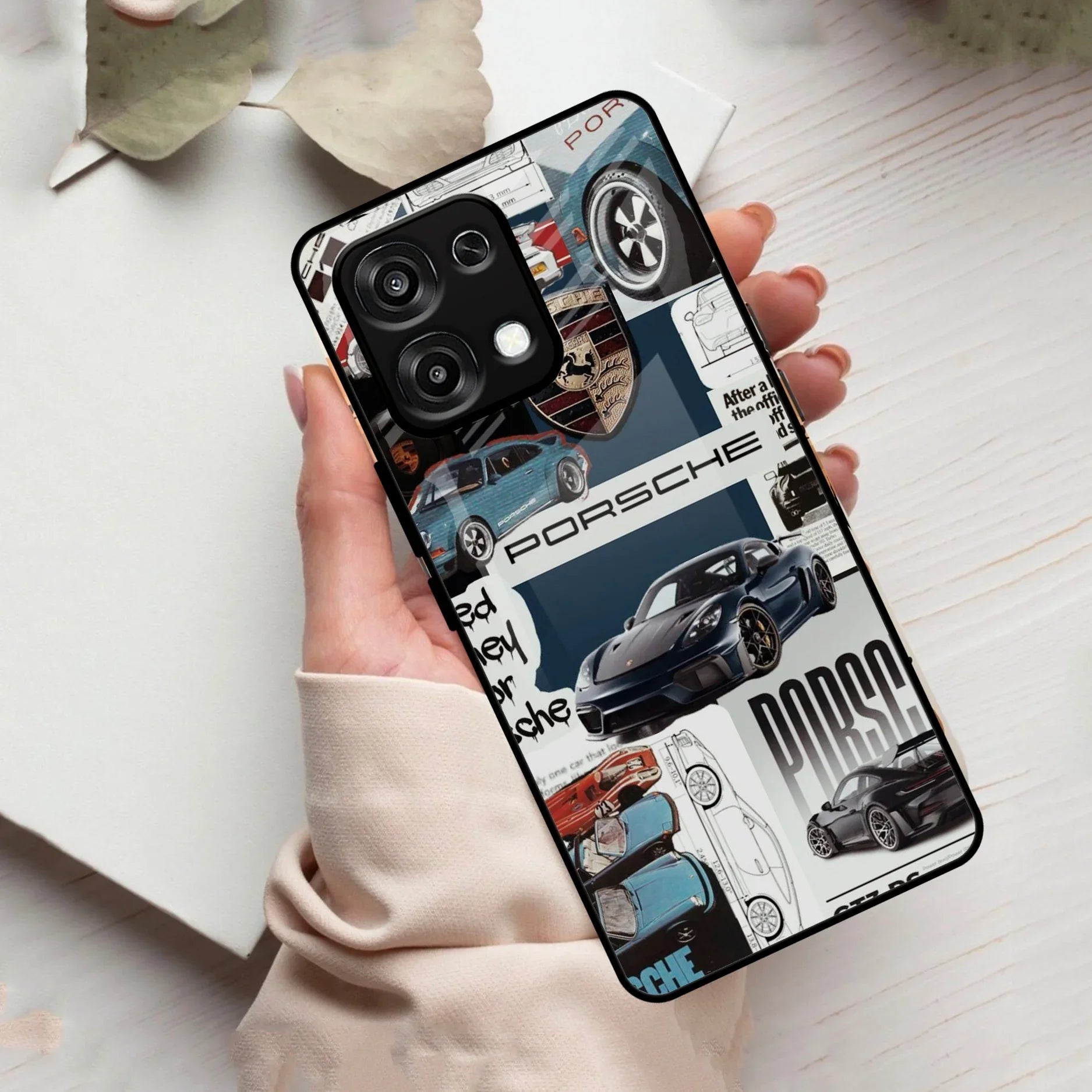 Porsche Group Art Glass Case Cover For Oppo