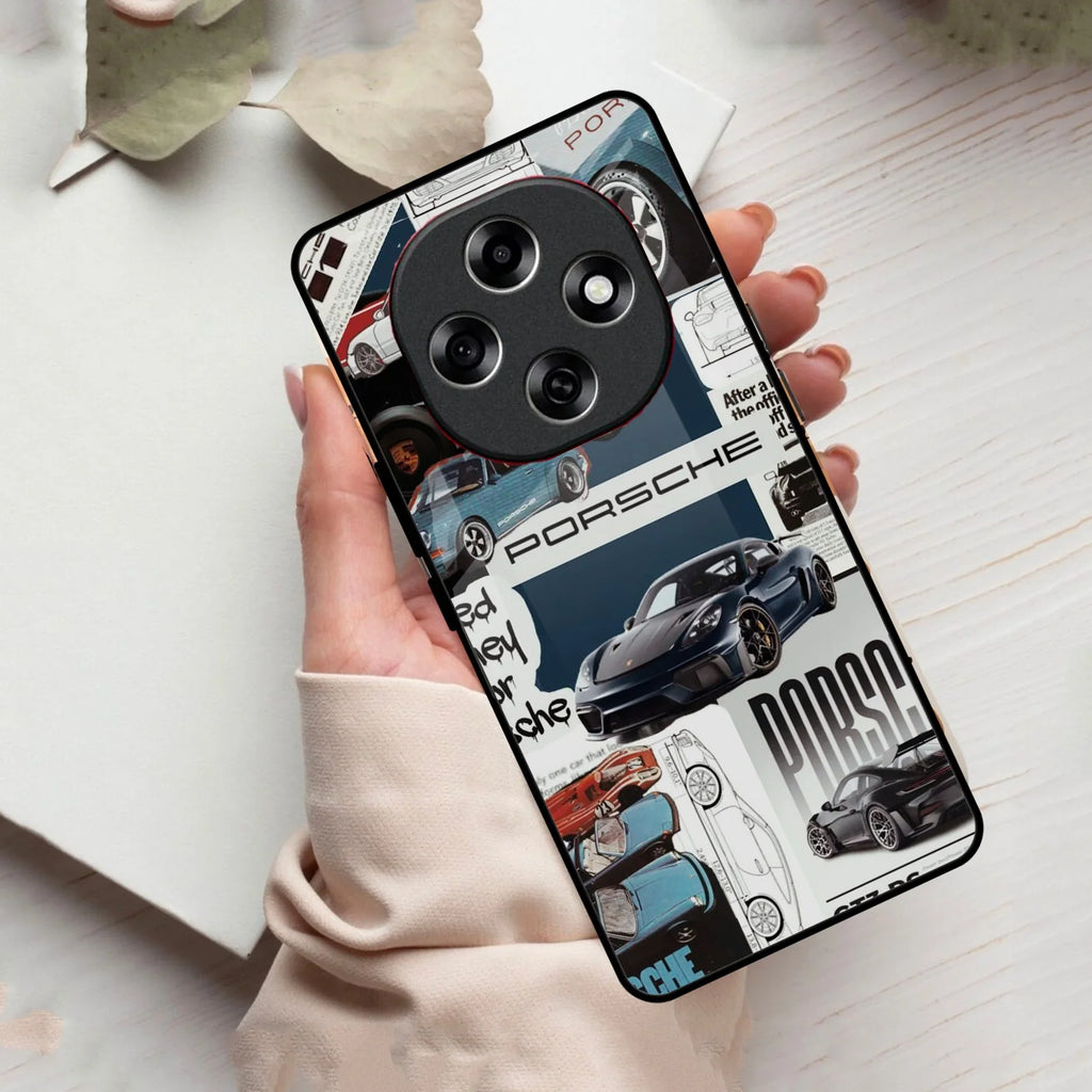 Porsche Group Art Glass Case Cover For Oppo