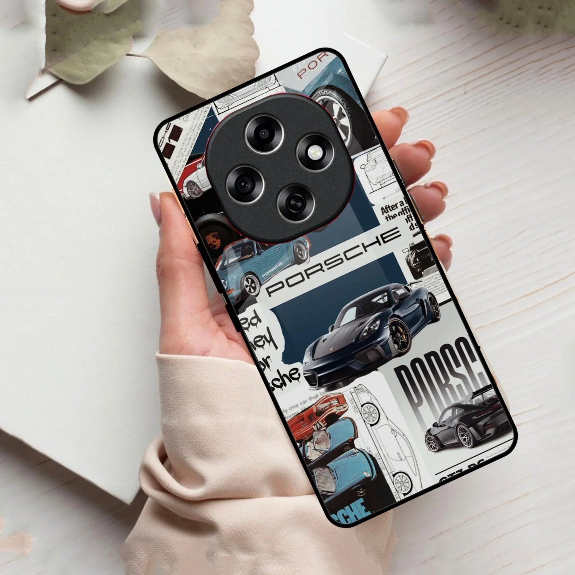 Porsche Group Art Glass Case Cover For Oppo