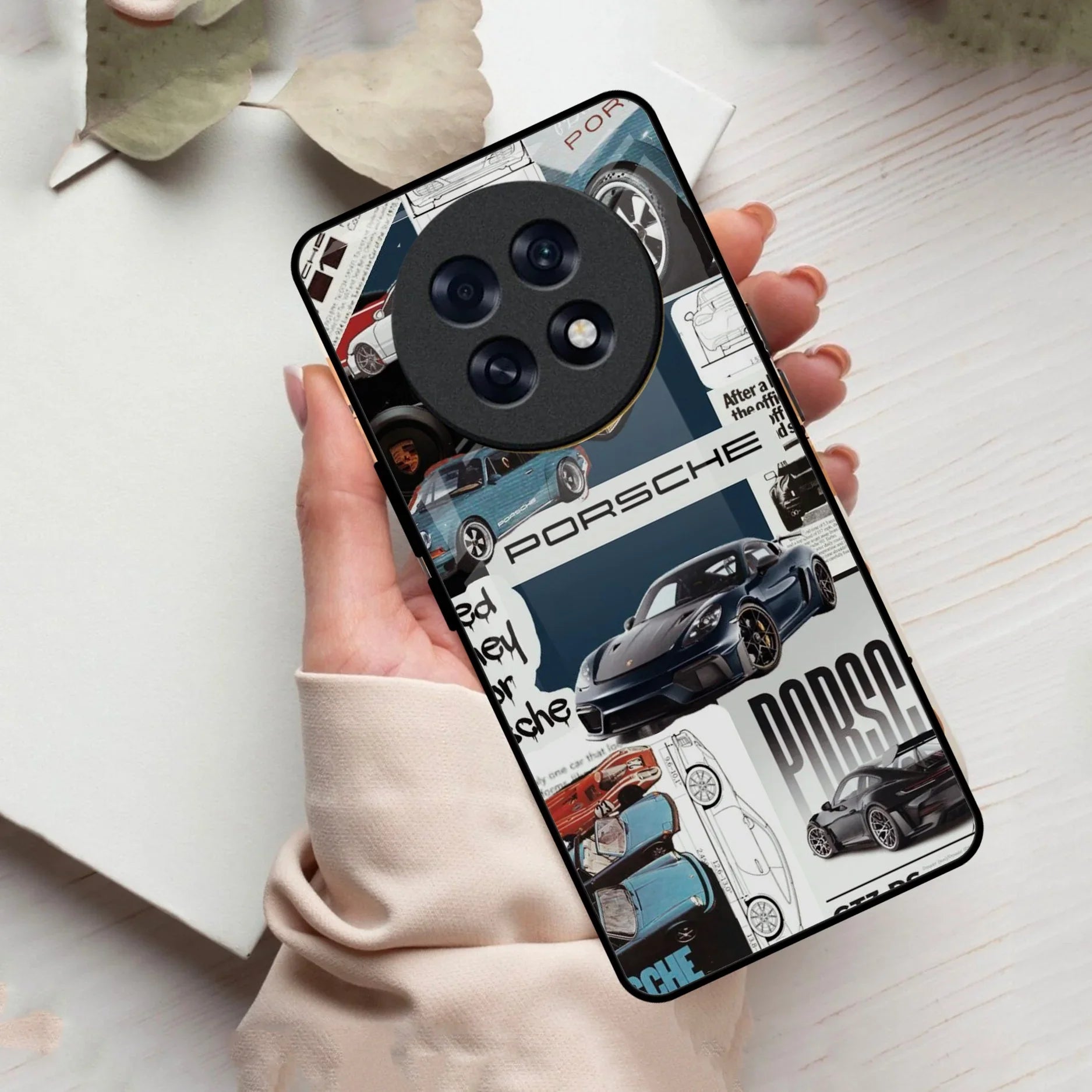Porsche Group Art Glass Case Cover For Oppo