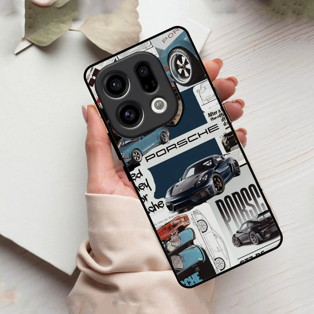Porsche Group Art Glass Case Cover For Oppo