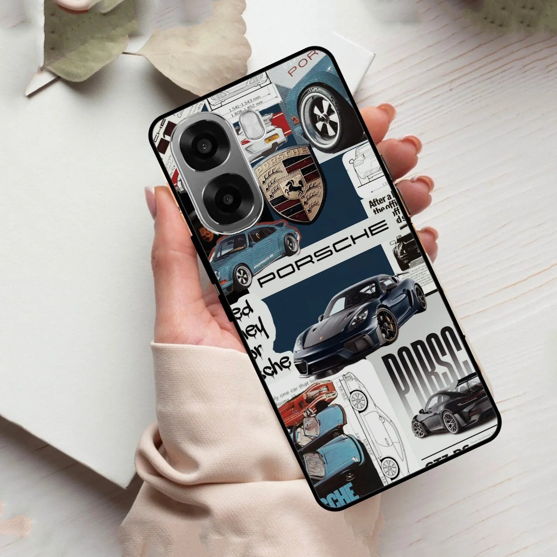 Porsche Group Art Glass Case Cover For Oppo