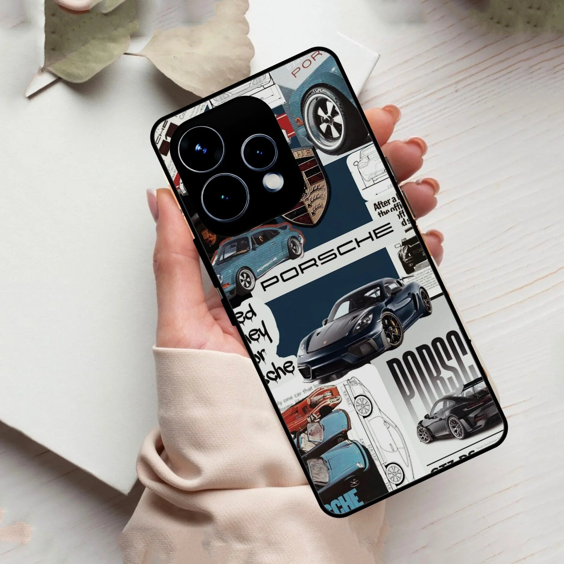 Porsche Group Art Glass Case Cover For Oppo
