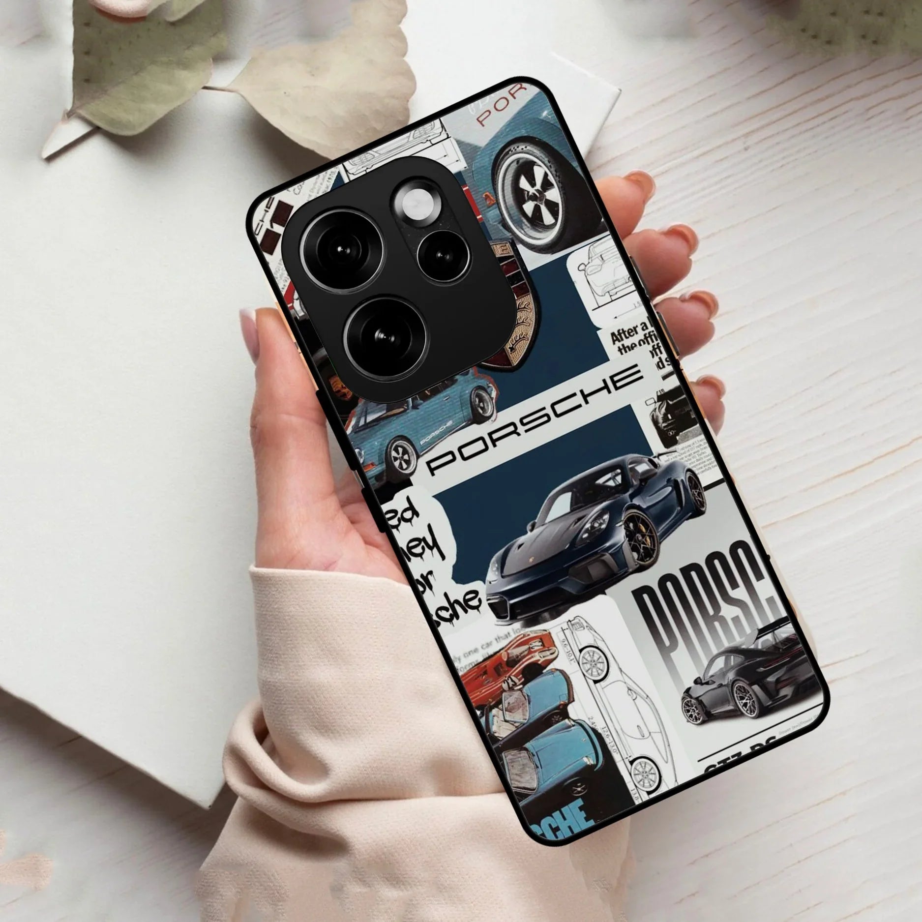 Porsche Group Art Glass Case Cover For Oppo