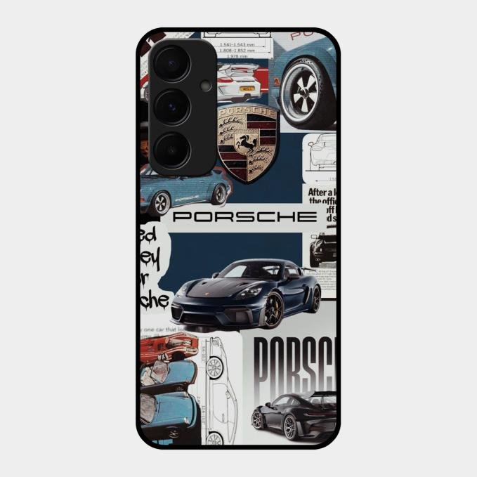 Porsche Group Art Glass Case Cover For Samsung Galaxy A55 5G