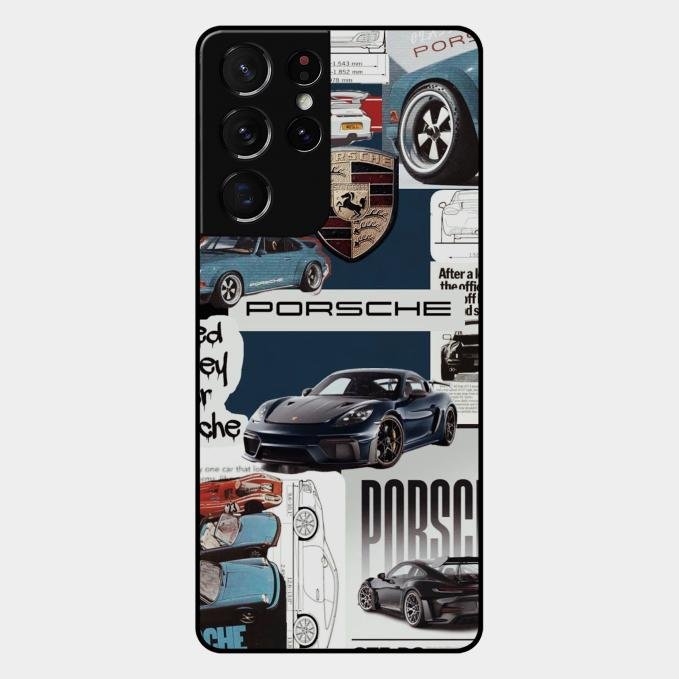 Porsche Group Art Glass Case Cover For Samsung Galaxy S21 Ultra
