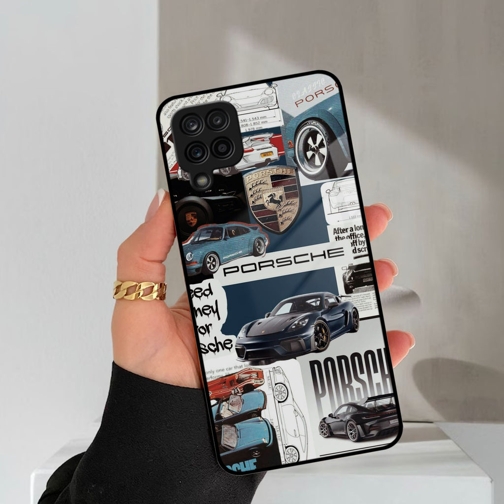 Porsche Group Art Glass Case Cover For Samsung Galaxy M42 5G
