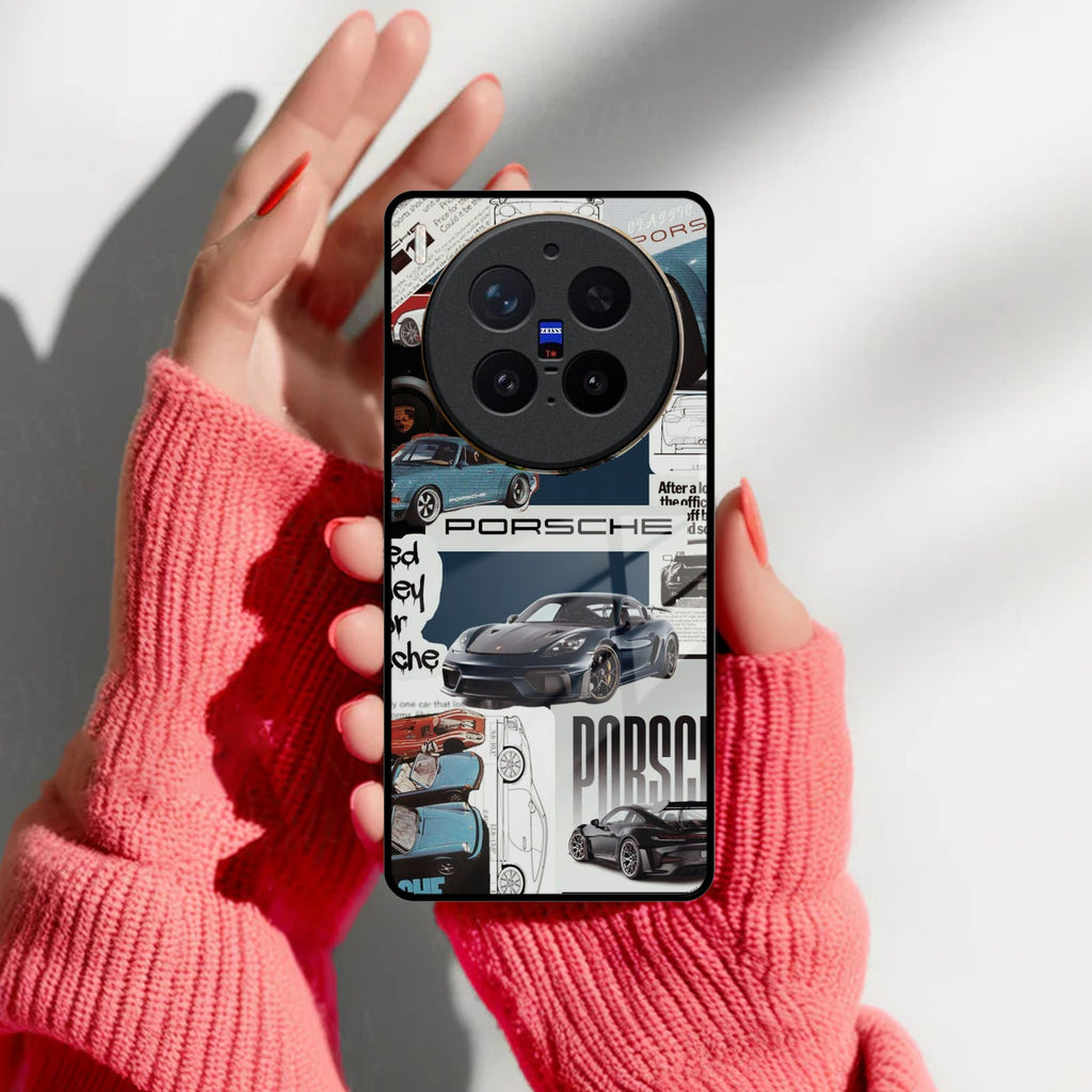 Porsche Group Art Glass Case Cover For Vivo