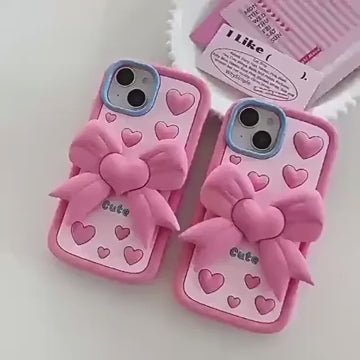 Cute Girl Bow Holder Soft Silicone Mobile Phone Case for iPhone