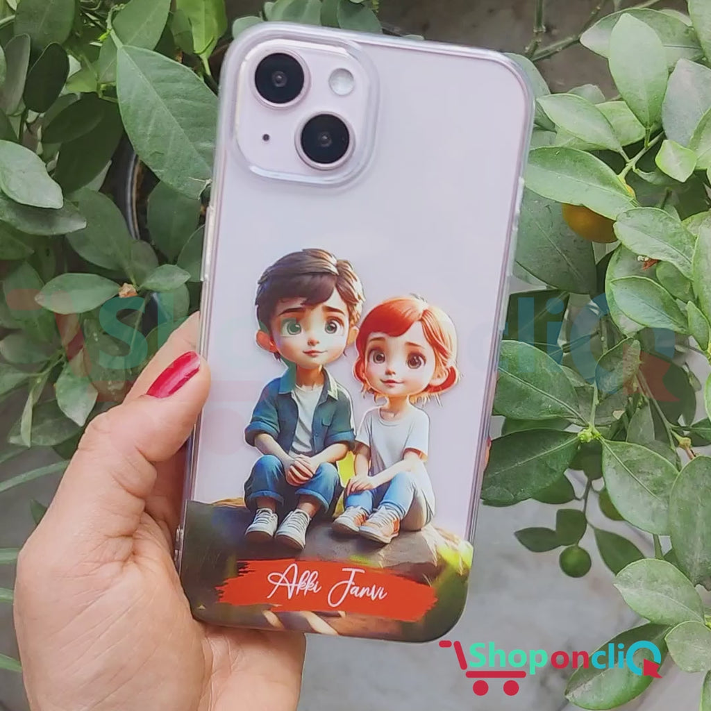 Cute Love Couple Customize Transparent Silicon Case For iPhone