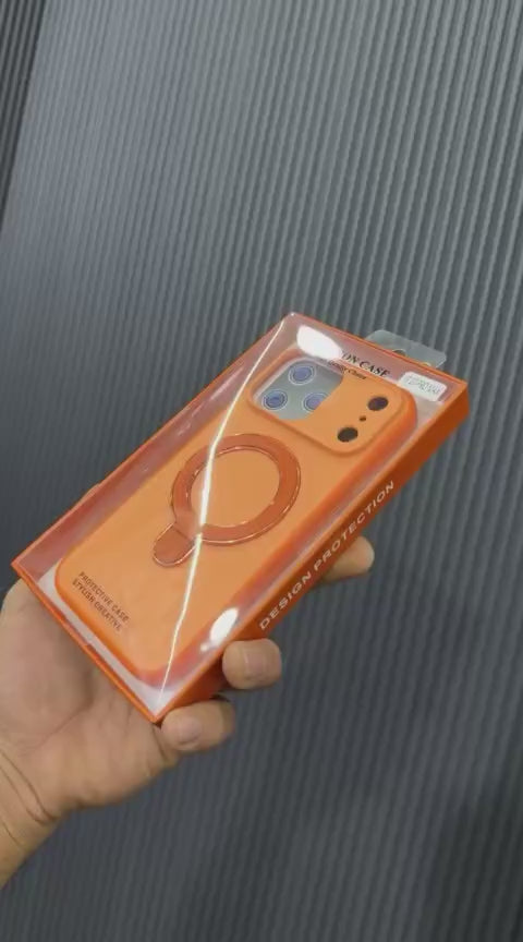 Luxury MagSafe Ring iPhone Phone Cover – Matte Finish Back Case with Camera Protection