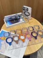 Transparent Rotated Ring Bracket Magnetic Phone Cover for iPhone