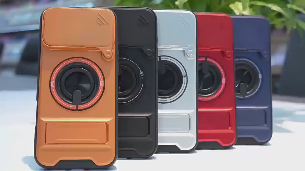 Slide Camera Lens Protection Amor Shockproof Magnetic Phone Case for iPhone