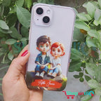 Cute Love Couple Customize Transparent Silicon Case For Realme/Narzo