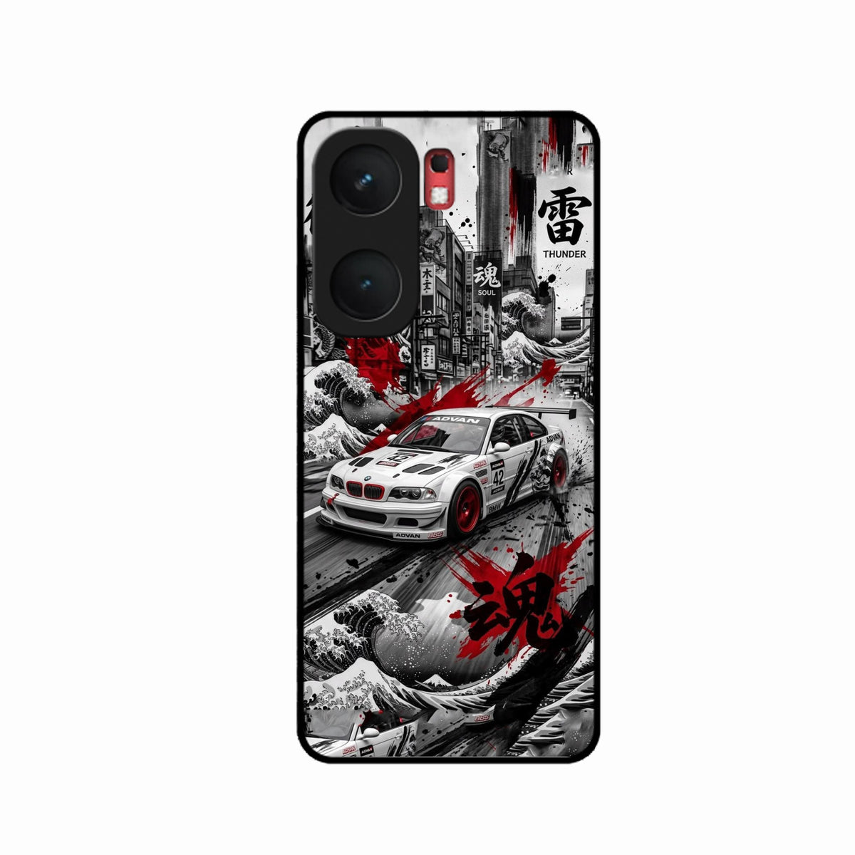 Japanese Wave Drift Racing Premium Glass Phone Case for iQOO Neo 9 Pro 5G