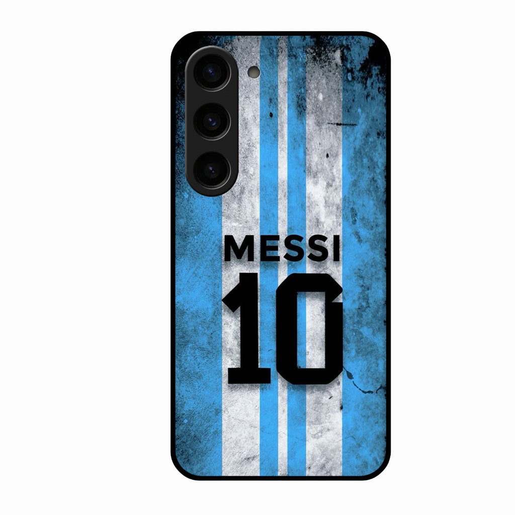 Blue Stripes Number 10 Football Glass Phone Case for Samsung Galaxy S23 5G