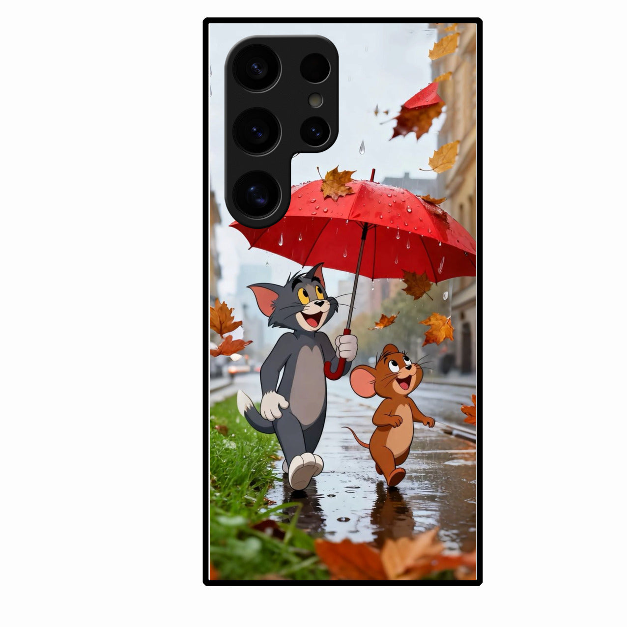 Rainy Day Cartoon Glass Phone Case for Samsung Galaxy S24 Ultra 5G