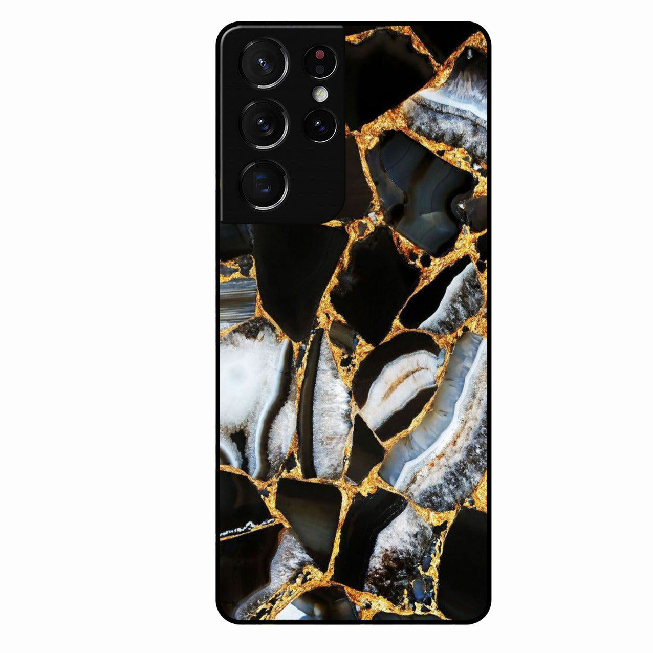 Black Gold Marble Glass Phone Case for Samsung Galaxy S21 Ultra
