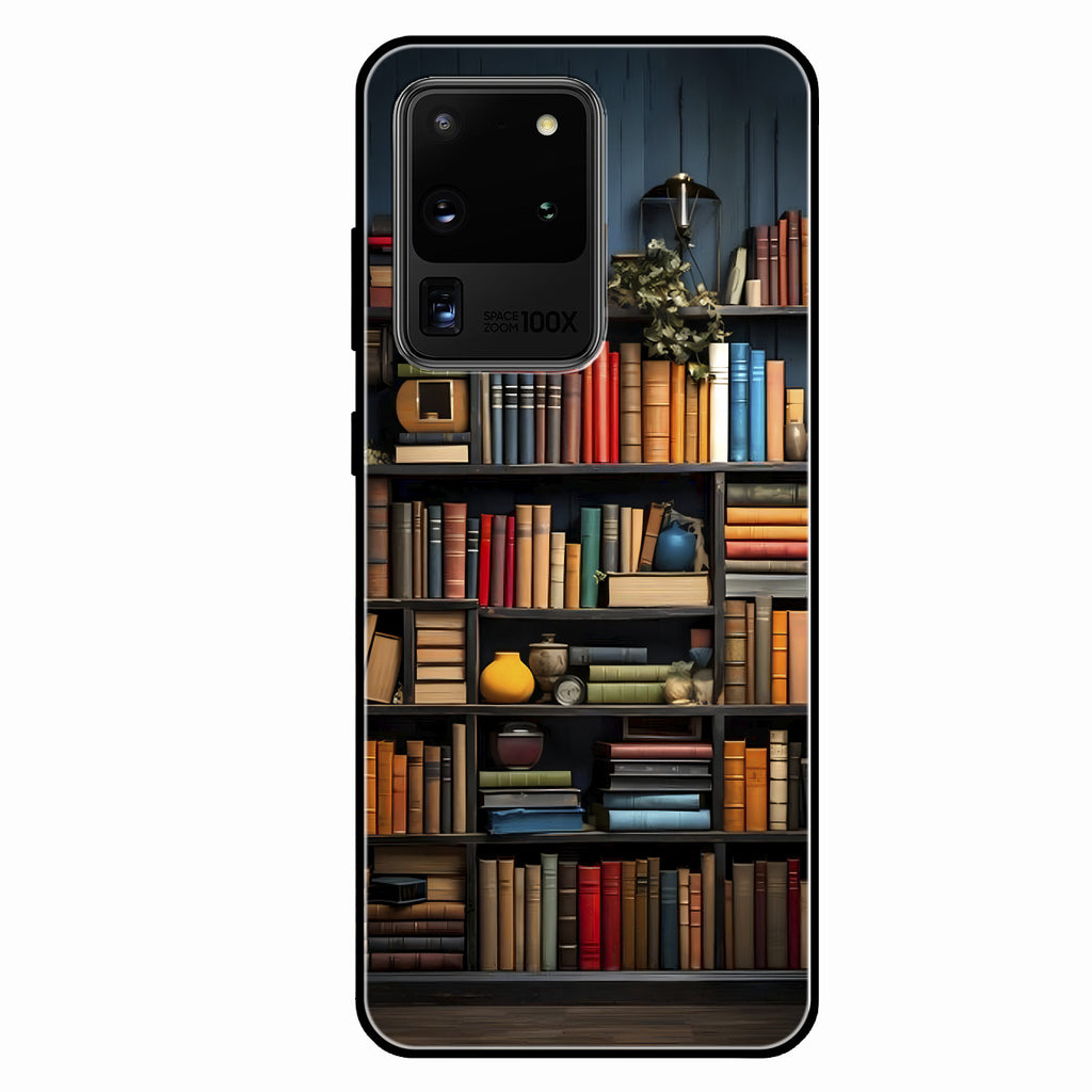 Colorful Bookshelf Art Glass Case Cover for Samsung Galaxy S20 Ultra