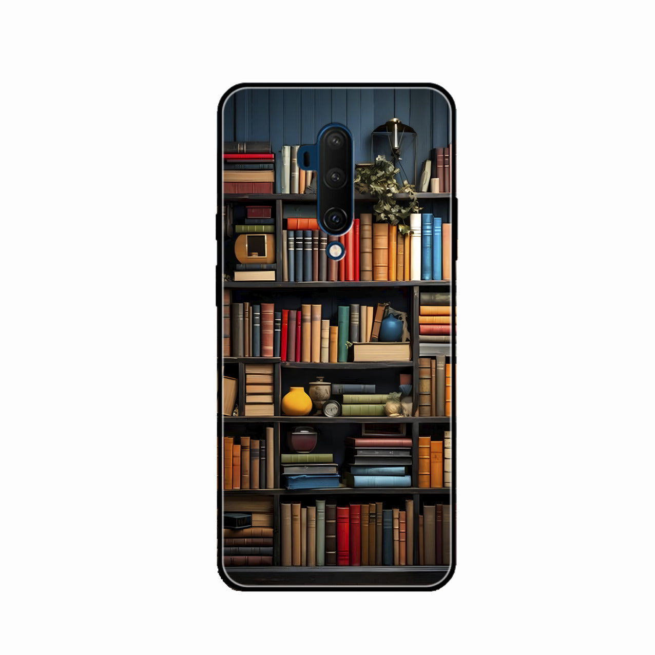 Colorful Bookshelf Art Glass Case Cover for Oneplus 7T Pro