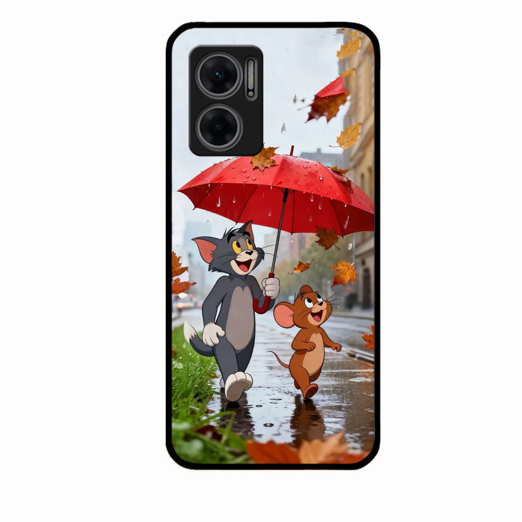 Rainy Day Cartoon Glass Phone Case for Redmi 11 Prime 5G
