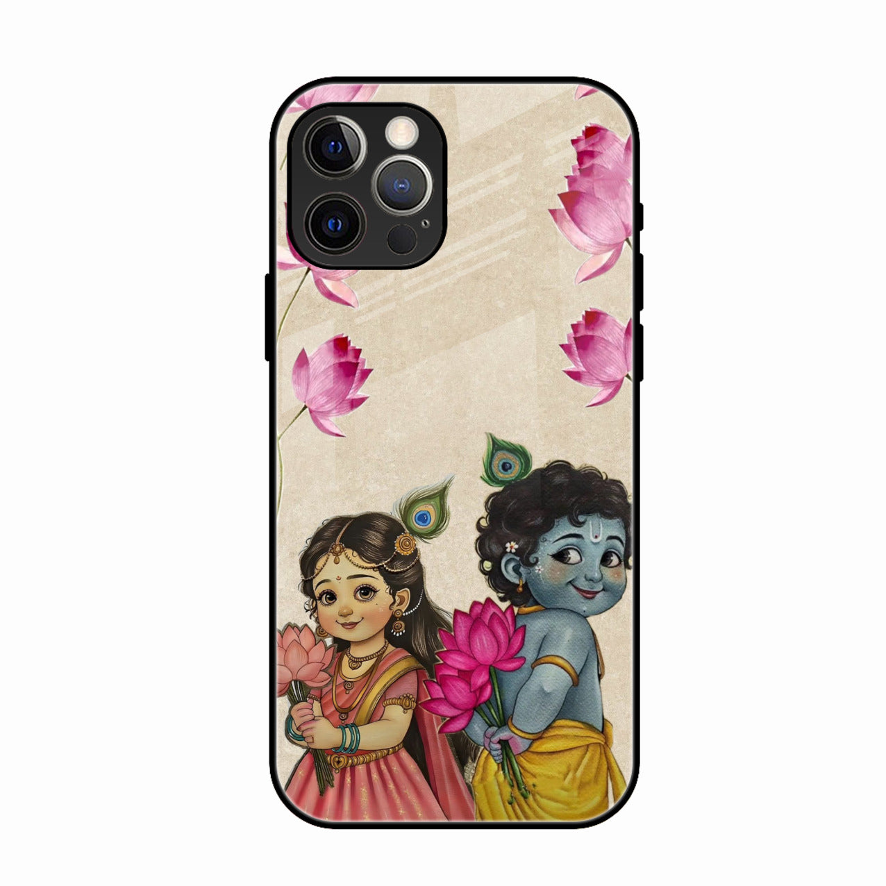 Krishna Eternal Lotus Glass Case for iPhone 16 Pro Max