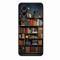 Colorful Bookshelf Art Glass Case Cover for Oppo K13X 5G