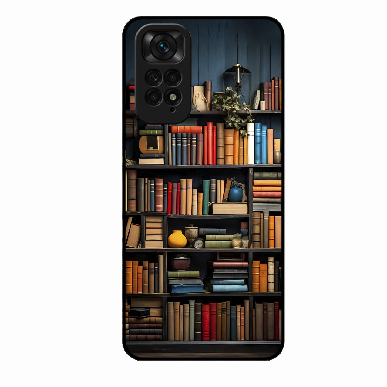 Colorful Bookshelf Art Glass Case Cover for Redmi Note 11