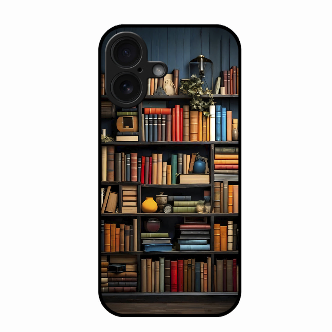 Colorful Bookshelf Art Glass Case Cover for iPhone 16