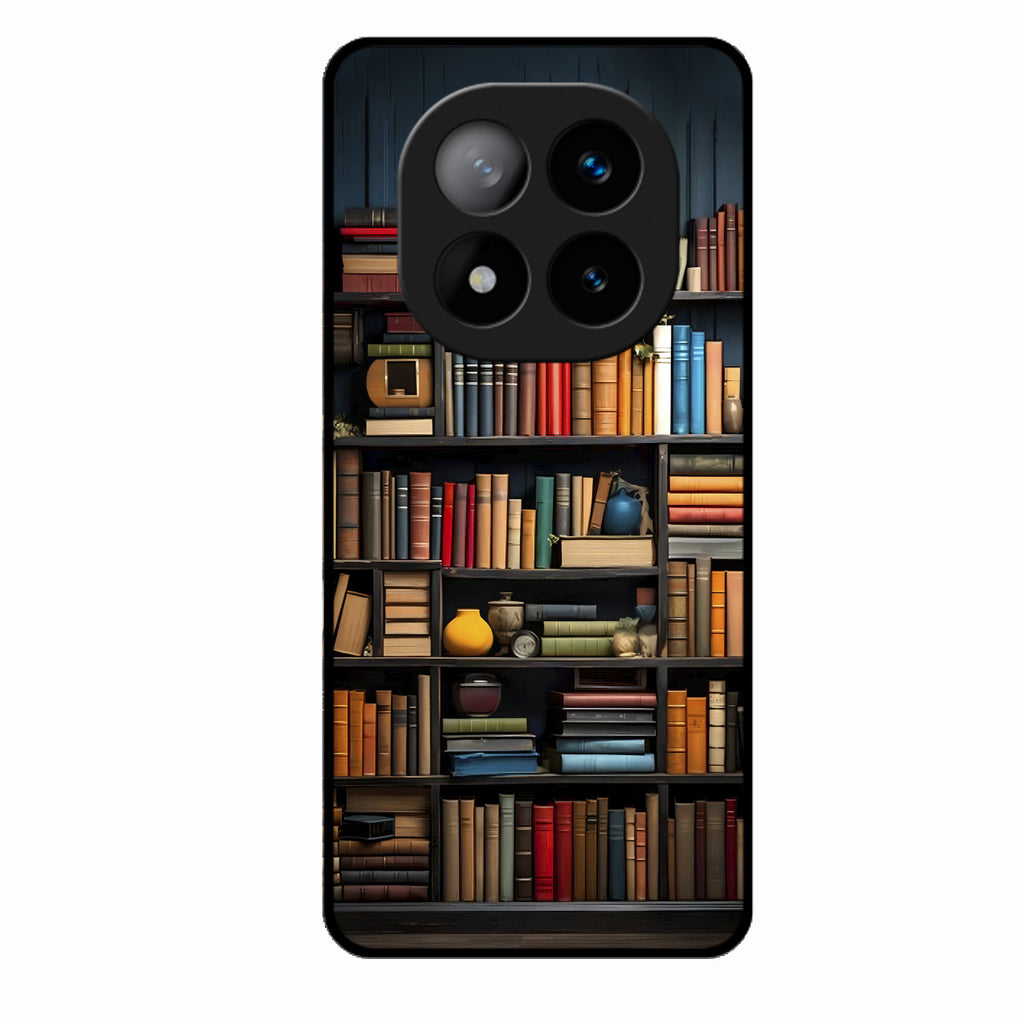 Colorful Bookshelf Art Glass Case Cover for Redmi Note 14 Pro Plus 5G