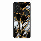 Black Gold Marble Glass Phone Case for Samsung Galaxy F15 5G