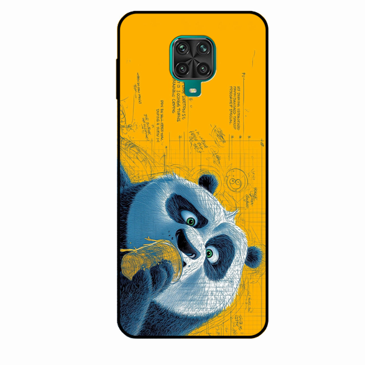 Cute Panda Sketch Premium Glass Phone Case for Redmi Note 9 Pro Max