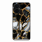 Black Gold Marble Glass Phone Case for Oppo F21 Pro 5G