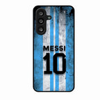 Blue Stripes Number 10 Football Glass Phone Case for Samsung Galaxy F56 5G