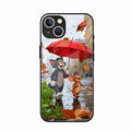 Rainy Day Cartoon Glass Phone Case for iPhone 15 Plus