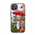 Rainy Day Cartoon Glass Phone Case for iPhone 15 Plus